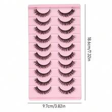 10 Pairs Short 3D Faux Mink Lashes, Create Cat Eye Makeup Effect, Long & Thin, Soft & Natural Looking Fake Lashes, Strip Eyelashes - Black - View 6