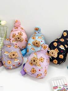 水豚斜挎包，卡通印花胸包，男女通用迷你背包，多功能小号单肩包 - 彩色 - 查看 9