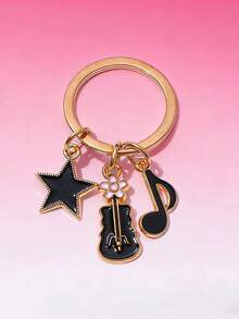1pc Fashionable Hip-Hop, Music, Guitar, Keyboard, Microphone, Star Keychain, Keychain Pendant, Unique Versatile Bag Pendant, Exquisite School Bag Pendant, Music Lover's Souvenir, Suitable For Friends And Classmates As A Gift - Multicolor - View 5
