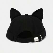 1pc Unisex Cat Ear Brimless Cargo Cap, Rolled Edge Retro Workwear Hat - Multicolor - View 3