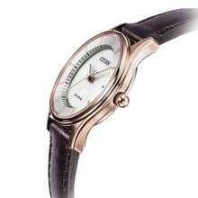 CITIZEN Drive Women's Watch EM0403-02A - Rose Gold Case, Brown Leather Strap, Sapphire Crystal, Minimalist Design - Brown - View 4
