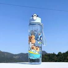 1pc 800ml/27oz Capybara Plastic Cup With Handle, Cute Cartoon Children Water Bottle, Large Capacity Straw Cup For Students - Multicolor - View 16