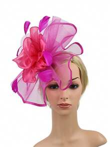 Feather Headpiece Hair Clip Headband Dual-Use Kentucky Derby Veil Hat Photoshoot Bridal Veil Headpiece - Multicolor - View 17