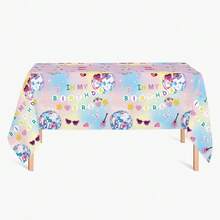 Disco Ball Birthday Party Tablecloth, Pink Gradient Music Themed Plastic Table Cover, In My Birthday Era Party Supplies For Girls Girl, 108x180cm (42.5"X70.9") - Multicolor - View 5