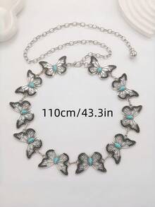 1件女士复古大蝴蝶金属腰链，适合日常通勤和聚会，可搭配连衣裙和牛仔裤，作为节日或生日礼物。 - 銀色 - 查看 7