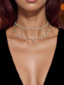 2pcs Gold-Tone Minimalist Necklace Set - 銀色 - 查看 7