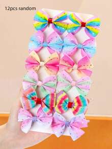170件/套彩色闪亮蝴蝶结发饰套装，包含蝴蝶发夹、独角兽发夹、彩色蝴蝶结发夹等，适合女孩和女士，打造日常、约会、旅行、上学、情人节、2026新年等场合的甜美可爱造型，包含发夹、马尾发圈和头饰。 - 彩色 - 查看 13