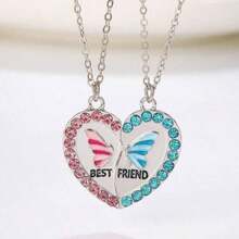 Best Friends Butterfly Pendant Necklace, BFF Friendship Necklace, Wholesale - Multicolor - View 1