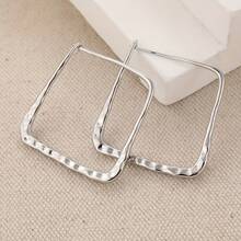 Craftsmen Easily Create Stylish Square Earrings, Suitable Daily Wear And Convenient Women To Accessorize With Anytime, Anywhere. - 銀色 - 查看 9