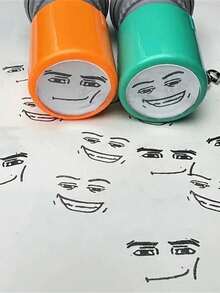 Kotak Stempel Warna Acak - Stempel Tinta Hitam Lucu & Menarik - Stempel yang Menyenangkan - Cocok untuk Penggunaan Kantor Sehari-hari, Label dan Stempel Indikasi, Natal, Halloween, Hari Valentine - A - View 2