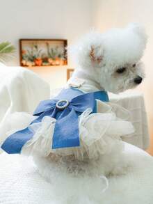1 pieza Vestido para Mascota, Vestido de Perro Lindo y de Moda, Ropa para Mascotas - Vestido de Perlas - Azul - Ver 4