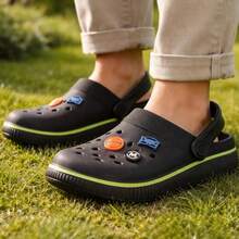 Molekinho Molekinha Kids' Flip-Flops - Fashionable Clogs With Fun Buttons - 202 Đen-Vàng-Neon Molekinho - Xem 2