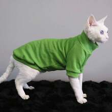 Capa base de otoño/invierno para mascotas (gatos/perros) de alta elasticidad, amigable con la piel, transpirable y cálida, adecuada para gatos sin pelo como el Sphynx y el Maltés, ropa de casa lavable a máquina - Verde - Ver 6