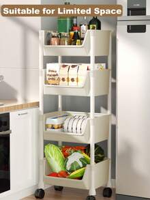 Storage Rolling Cart With Wheels, Storage Cart, Utility Rolling Cart With Lockable Wheels, Multifunction Kitchen Storage Organizer, Bathroom Organizers And Storage, Dorm Essentials, 4/5 Tier Multi-Functional Storage Trolley For Office, Living Room, Kitchen, Movable Storage Organizer With Wheels, White Rolling Storage Cart Plastic Utility Cart, Organization And Storage Valentines Gift - 米色 - 查看 3