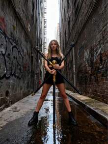 万圣节圆头电镀权杖，彩绘权杖，化妆道具，服装道具，魔杖，法老手杖，国王权杖 - 黑色 - 查看 5