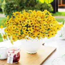 12/6/1pc Artificial Flowers, Suitable For Outdoor Use, Yellow Artificial Flowers, Suitable For Room Decoration, Spring Decoration, Artificial Flower Garden Centerpiece, Home Vase Decoration, Dining Room, Bedroom, Outdoor Garden Flower Arrangement, Photography Prop, Windowsill Flower Arrangement, Mother's Day, Room Decoration - Multicolor - View 4
