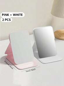 2 Pieces Portable Makeup Mirror, PU Leather Small Mirror, Foldable, Travel Mirror, Suitable For Gifts, Travel Essentials, Makeup Essentials, Easy To Store Christmas, Suitable For Holiday Gifts - Multicolor - View 12
