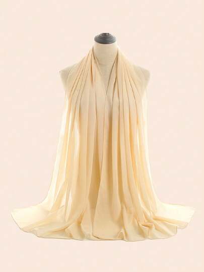 1pc Soft, Lightweight Solid Color Chiffon Thin Scarf, Suitable For Outings, Beach Decoration, Photo Shoots