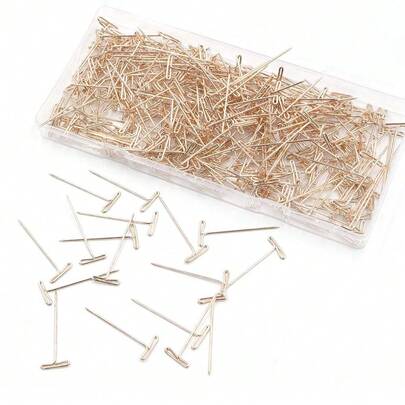 New 300-Piece Rose Gold T-Pin Hair Extension Fixing Decorative Pins 38MM Thickened T-Pins Flat Box Packaging