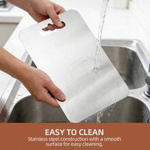 1pc Durable Stainless Steel Cutting Board, Double-Sided Chopping Board - Non-Slip Base, Easy To Clean With Handle - Corrosion-Resistant Stainless Steel Material, Suitable For Meat, Vegetables, Fruits Processing - Dishwasher , Portable For Indoor And Outdoor Use - Essential For Home, Restaurant, Camping, Picnic - Stylish Metal Design, Durable Kitchen Tool, Kitchen Accessory, Cutting Board, Christmas Gift - - - View 5