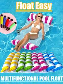 Inflatable Pool Float.Water Hammock,Two-Tube Diagonal-Striped Lounger, Adult Inflatable Float, Inflatable Lounger, Water Raft, Two-Tube Hammock, Four-Tube Hammock,Inflatable Pool Float With Mesh,Inflatable Pool Float Hammock, Breathable Mesh Floating Bed For Swimming Pool, For Swimming Pool, Lake, Beach, Summer Fun,Holiday Essential,Beach,Mother's Day - Floating Rafts - View 3