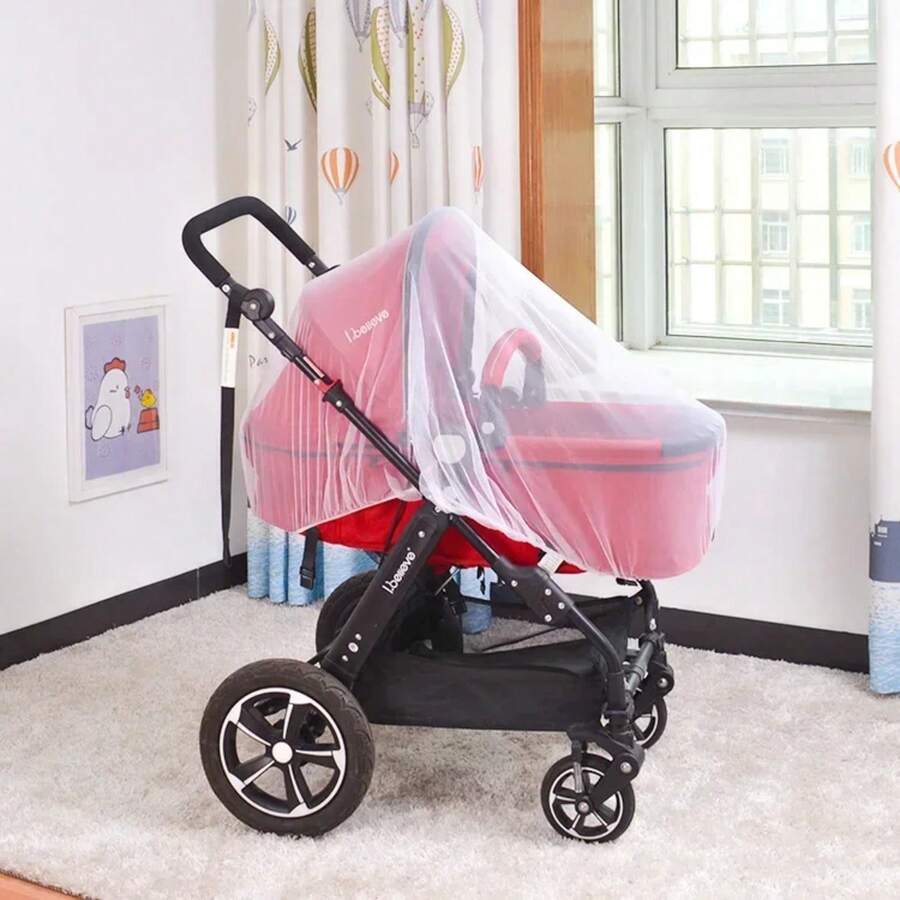 Mosquitera para cochecito de bebé, cochecito de verano, protector insectos, carrito de cochecito para bebés, protección segura, accesorios de cochecito de malla ROS2 - Blanco - Ver 1