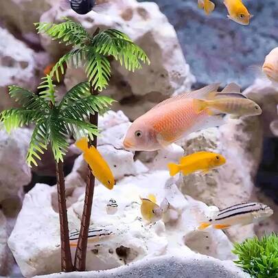 5棵仿真椰子树模型，沙滩场景模型，双椰子树植物装饰，适用于火车模型场景、建筑设计、沙盒游戏、桌面游戏、景观装饰、水族箱、蛋糕装饰和手工艺品，质感逼真，高品质树脂