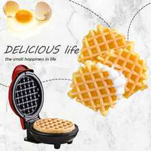 Portable Mini Electric Waffle Maker For Making Round Sandwiches For Breakfast At Home - Red - View 5