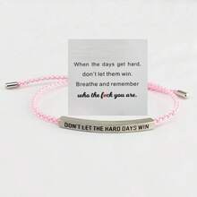 1件励志不锈钢弯管菠萝雕刻绳可调节拉绳手链，提醒自己你是谁/不要让困难的日子击垮你，适合日常佩戴和送礼。 - 彩色 - 查看 7