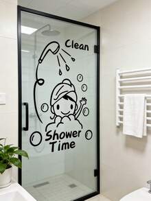 1pc Cute Bathing Girl Self-Adhesive Non-Slip Bathtub Stickers, Bathroom Decorative Sticker For Glass, Bathtub, Background, Wall Decoration - QT150 - View 2