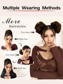 Sanggul Rambut Serat Tahan Suhu Tinggi, Dengan Karet Rambut Elastis, Cocok Untuk Semua Acara (Gaya Rambut Ekor Kuda) - MultiWarna - View 7