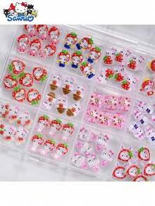 SANRIO Beaded Decorative Accessories Jewelry Making Kit With Box, Resin Decorations, Mixed Cartoon Strawberry Pattern, Suitable For DIY Phone Case Decoration - Resin Charms - View 6