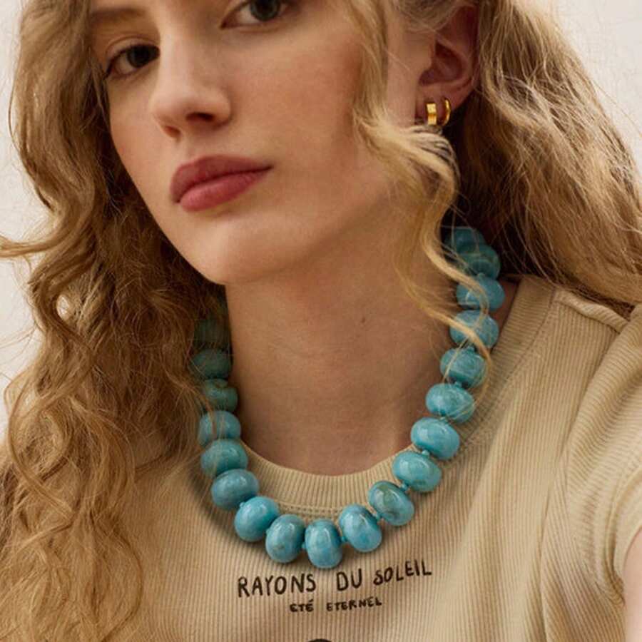 1pc Bohemian Style Casual Dopamine Resin Beaded Necklace - Resin Necklace - View 1