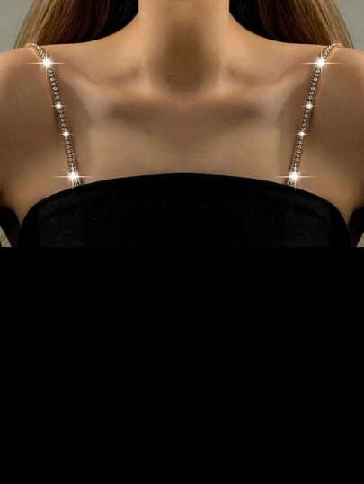 1 par de tirantes antideslizantes para mujer, cadenas de hombro ajustables con rhinestones para sostenes sin tirantes, vestidos de novia