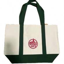 Trader Joe Reusable Canvas Tote Bag, Navy And Beige, 15 X 14.5 X 6 .5 Inches, 6 Gallon Capacity Hevey Duty Bags - 彩色 - 查看 2