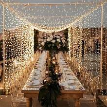 600 LED Curtain String Lights With Remote Control, 19.6ft X 9.8ft USB Powered Fairy Lights For Bedroom Window Christmas Decor, Plastic Material, Holiday Themed With Infrared Sensor, Multiple Modes - No Batteries Included - USB Curtain Light String - View 8