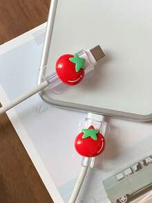2个可爱番茄夏季INS风数据线保护套，20W通用Type-C安卓礼品 - 彩色 - 查看 4
