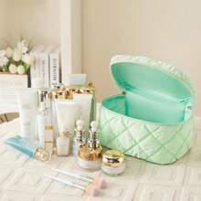 High-Quality Ins-Style Feather Down Cosmetic Bag, Large Capacity Travel Makeup Organizer With Elegant Design For Women - Multicolor - View 4