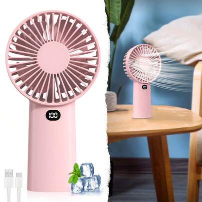 Portable Mini Handheld Fan, Small Eyelash Fan, Personal Pocket Electric Fan With 5 Speeds Digital Display, 4000mAh Long-Lasting Battery, Essential For Cool Summer Vacation