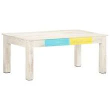 Coffee Table White 110x60x45 Cm Solid Mango Wood - White - View 7