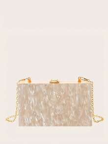 Small Acrylic Bag With Striped Patches - Apricot - View 6