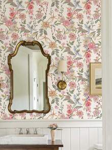 French Country Style Blue Patterned Wallpaper Roll, Suitable For Bedroom Or Bathroom - 1PC - View 2