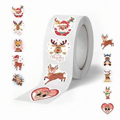 500pcs Cartoon Reindeer Curl Stickers, Arts & Crafts, For Decorating Stationery, Cups, Luggage, Refrigerators, Skateboards, Guitars