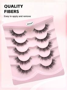 ENCHUW 5 Pairs Lashes With Clear Band Fluffy False Lashes Pack Natural Look False Eyelashes Wispy Eyelashes Curly Makeup Eyelashes For Daily Wear - Black - View 5