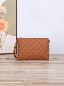 Modische lässige bestickter Eisenkette Umhänge- & Clutch Tasche - Braun - Übersicht 2