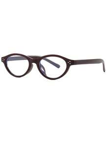 1副男士酒红色椭圆形休闲复古眼镜，日常佩戴电脑眼镜 - 彩色 - 查看 2