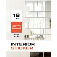 18pcs Self-Adhesive Mirror Tile/Indoor Mirror Sticker, "Brick" Style, 6 X 15cm, Decorative Wall Sticker/Indoor Wall Mirror, Rectangular - Silver 18pcs - View 9