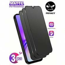 3pcs Matte Privacy Screen Protector Film, Compatible With Samsung Galaxy Series - Fingerprint-Resistant Smooth Coating, Bubble-Free, Easy To Apply Anti-Spy Waterproof Shockproof Anti-Fall Scratch Resistant - Black - View 1
