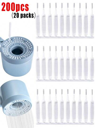 [200pcs/100pcs/60pcs/30pcs/10pcs] Crevice Cleaning Brush Designed For Home Bathroom, 2026 New Upgraded Crevice & Hole Anti-Clogging Cleaning Brush, Multi-Functional Shower Head Cleaning Tool, Bathroom Shower Head Cleaning Brush, Quality Material, Easy To Operate, Precision Spiral Brush Head, Suitable For Bathroom, Shower Head, Keyboard Vents/Car AC Vents, Christmas & Halloween Gifts