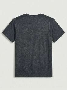 Áo thun ngắn tay in họa tiết phong cách American Vintage mùa hè, kiểu dáng đường phố, bạc màu, có logo hình ngựa nhỏ dễ phối đồ, trang phục thời trang thường ngày cho nam giới. - Màu xám đen - Xem 5